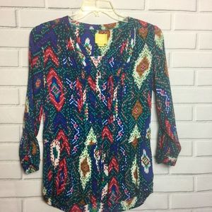 ANTHRO MAUVE BOHO FESTIVAL PIXELATED TUNIC || Sz 2